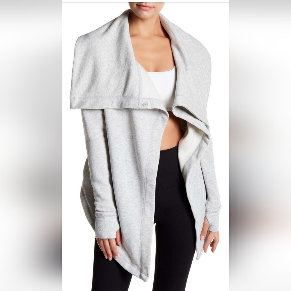 NWT grey light heather Shooting Star Drape CollarCardigan Z BY ZELLA